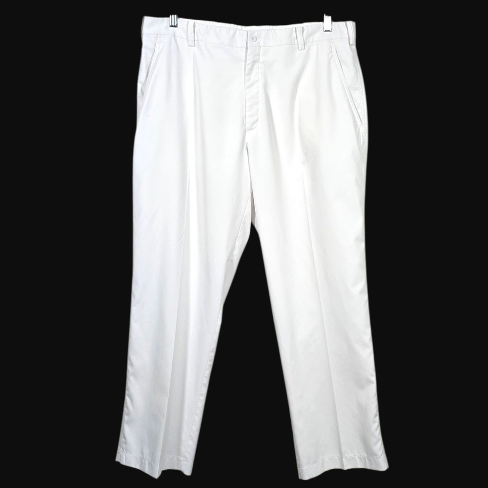 Nike Golf Fit Dry Pants Mens 38x30 White Performance Flat Front Trousers Flawed